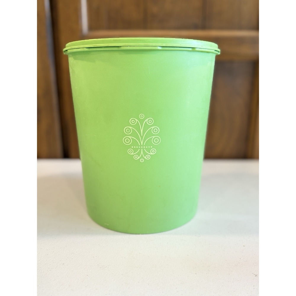 VTG Tupperware Servalier Canister Set Green Apple Nesting 70s (4) Sunburst Lids - Picture 3 of 16